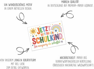Edition Seidel Premium Glückwunschkarte zur Einschulung mit Umschlag. Einschulungskarte Karte zum Schulanfang Grußkarte Spruch Schulkind Mädchen Junge 1. Klasse (ES165 SW025)
