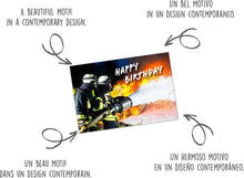 Laden Sie das Bild in den Galerie-Viewer, Edition Seidel Premium Geburtstagskarte mit Umschlag. Glückwunschkarte Billet Happy Birthday Grusskarte Mann Frau Brand Feuerwehr (G3433 SW023)

