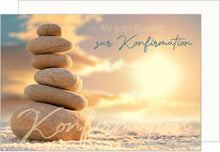 Laden Sie das Bild in den Galerie-Viewer, Edition Seidel Premium Glückwunschkarte zur Konfirmation mit Umschlag. Konfirmationskarte Karte mit Spruch Grusskarte Steine Himmel Junge Mädchen (KF313 SW024)
