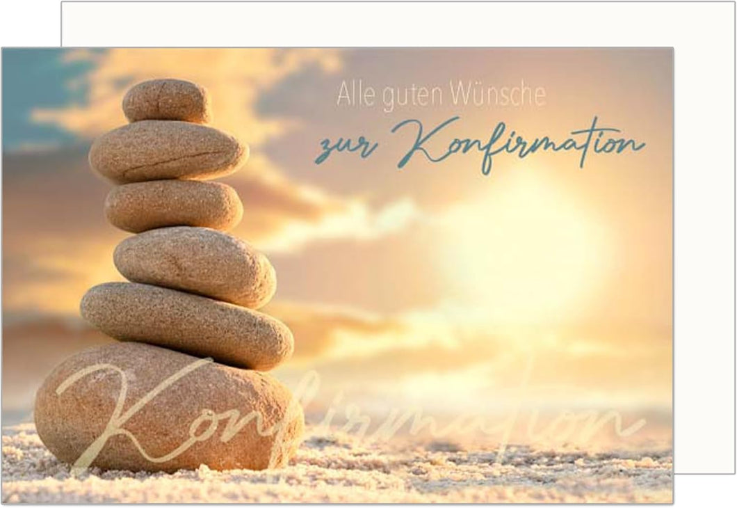 Edition Seidel Premium Glückwunschkarte zur Konfirmation mit Umschlag. Konfirmationskarte Karte mit Spruch Grusskarte Steine Himmel Junge Mädchen (KF313 SW024)