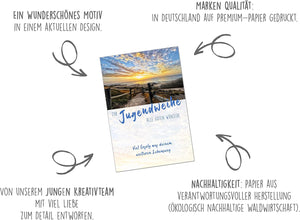 Edition Seidel Premium Glückwunschkarte zur Jugendweihe mit Umschlag. Eine einzelne Karte zur Jugendweihe mit Spruch. Grusskarte Meer Weg Strand Himmel Junge Mädchen (JW128 SW023)