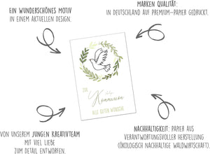 Edition Seidel Premium Glückwunschkarte zur Kommunion mit Umschlag. Kommunionskarte Karte Grusskarte Taube grüne Zweige Junge Mädchen (KO280 SW023)
