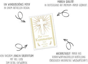 Edition Seidel Premium Glückwunschkarte zur Kommunion mit Umschlag. Eine einzelne Karte Kommunionskarte Grusskarte Kreuz Junge Mädchen Karte (KO265 SW022)