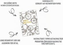 Laden Sie das Bild in den Galerie-Viewer, Edition Seidel Premium Glückwunschkarte zum Geburtstag mit Umschlag. Geburtstagskarte Grußkarte Karte Klappkarte Spruch Englisch Happy Birthday Mann Frau Freunde Fahrrad Auf Tour (G4462 SW026)
