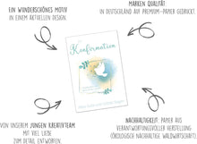 Laden Sie das Bild in den Galerie-Viewer, Edition Seidel Premium Glückwunschkarte zur Konfirmation mit Umschlag. Konfirmationskarte Karte mit Spruch Grusskarte Taube Vogel Junge Mädchen (KF320 SW024)
