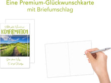 Laden Sie das Bild in den Galerie-Viewer, Edition Seidel Premium Glückwunschkarte zur Konfirmation mit Umschlag. Konfirmationskarte mit Spruch Karte Grusskarte Weg Natur Landschaft Junge Mädchen (KF286 SW023)
