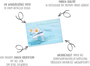 Edition Seidel Premium Glückwunschkarte zur Kommunion mit Umschlag. Kommunionskarte Karte mit Spruch Grusskarte Geschenk Fisch Blume Junge Mädchen (KO298 SW024)