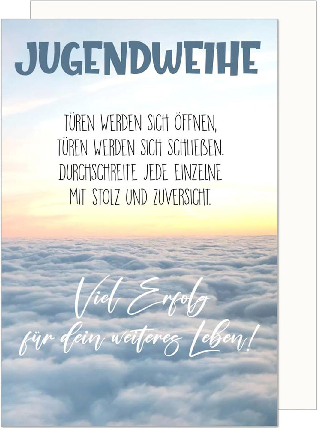 Edition Seidel Premium Glückwunschkarte zur Jugendweihe mit Umschlag. Jugendweihekarte Karte mit Spruch Grusskarte Himmel Wolken Junge Mädchen (JW139 SW024)