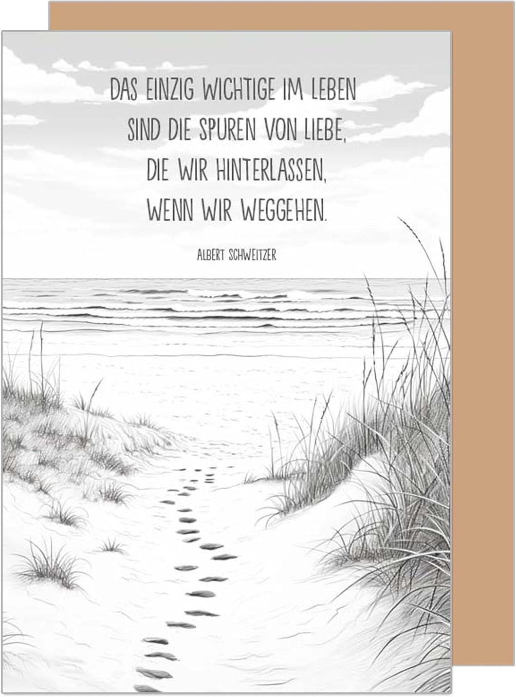 Edition Seidel Premium Trauerkarte mit Umschlag. Beileidskarte Trauer Karte mit Zitat In tiefem Mitgefühl Anteilnahme Beileid Strand Weg Dünen (T1201 SW025)