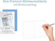 Laden Sie das Bild in den Galerie-Viewer, Edition Seidel Premium Glückwunschkarte zur Jugendweihe mit Umschlag. Eine einzelne Karte zur Jugendweihe mit Spruch. Grusskarte Traumfänger Himmel Junge Mädchen (JW127 SW023)
