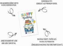 Laden Sie das Bild in den Galerie-Viewer, Edition Seidel Premium Glückwunschkarte zum Geburtstag mit Umschlag. Grußkarte Karte Geburtstagskarte Spruch Englisch Bus Luftballons für Mann Frau Freund Freundin (G4066 SW126)
