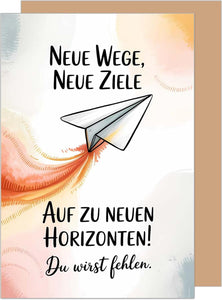 Edition Seidel Premium Glückwunschkarte zum Abschied mit Umschlag. Abschiedskarte mit Spruch. Papierflieger (AS158 SW025)