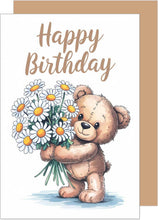 Laden Sie das Bild in den Galerie-Viewer, Edition Seidel Premium Geburtstagskarte mit Umschlag. Glückwunschkarte Grußkarte Karte Geburtstag Happy Birthday Mann Frau Freund Freundin Blumen Teddybär (G3800 SW025)
