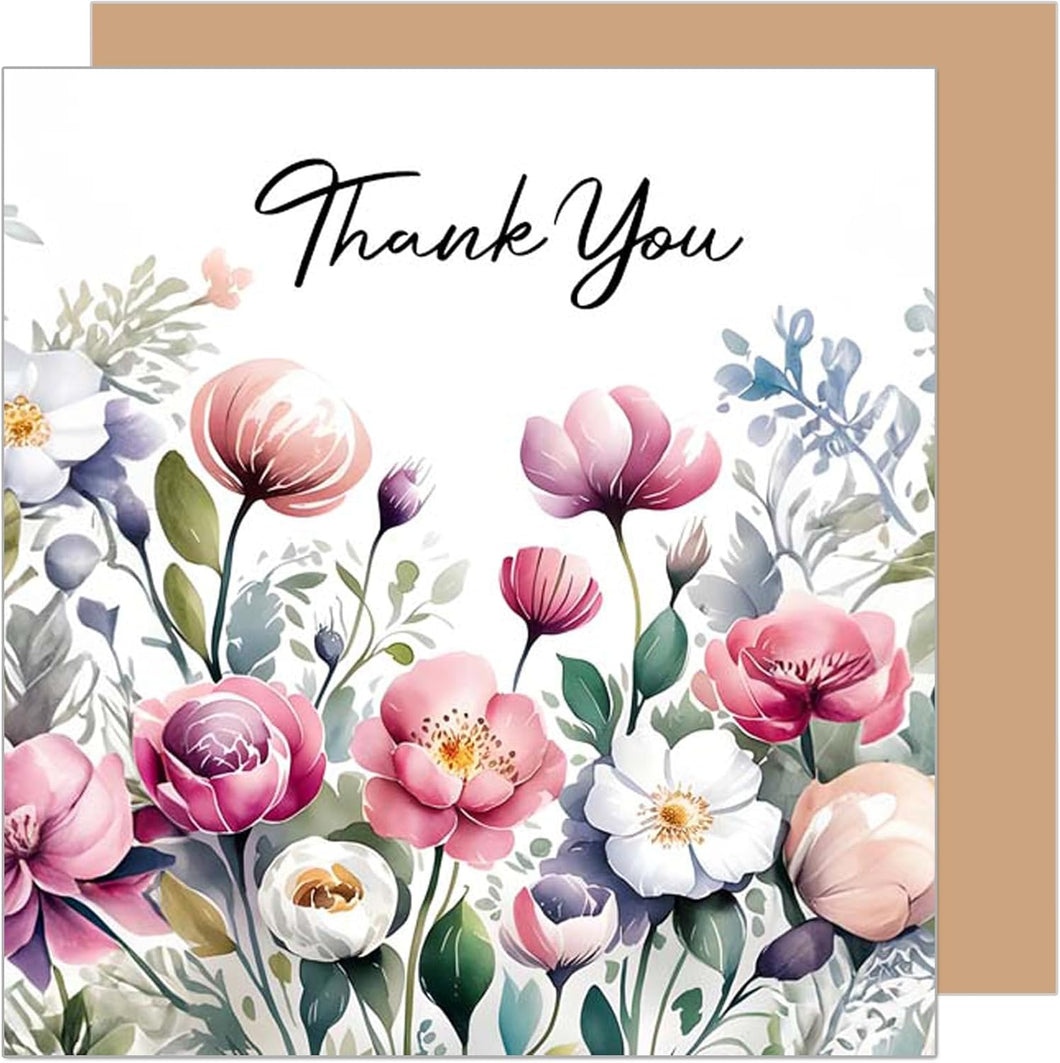 Edition Seidel Premium quadratische Glückwunschkarte mit Umschlag. Dankeskarte Grußkarte Danke Danksagung Dankeschön Mann Frau Freund Freundin Blumen (DQ100 SW025)