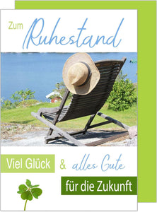 Edition Seidel Premium Glückwunschkarte zum Ruhestand mit Umschlag. Ruhestandskarte Grusskarte Billet Mann Frau Pension Abschied Rente Ruhe Relaxen (R126 SW023)