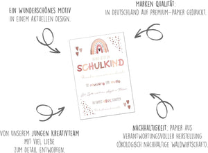 Edition Seidel Premium Glückwunschkarte zur Einschulung mit Umschlag. Einschulungskarte mit Spruch Karte Grußkarte für Schulkind Mädchen rosa Schulstart 1. Klasse Motivation (ES155 SW025)