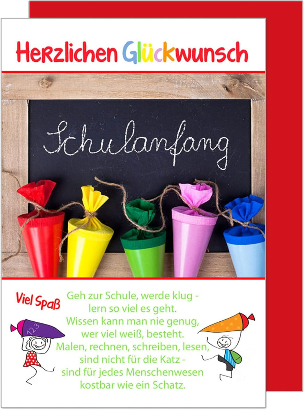 Edition Seidel Premium Glückwunschkarte zur Einschulung mit Umschlag. Einschulungskarte Karte Grusskarte Kind Mädchen Junge Schulanfang Sprüche (ES114 SW022)
