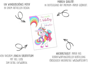 Edition Seidel Premium Glückwunschkarte zur Einschulung mit Umschlag. Einschulungskarte Karte Grusskarte Kind Mädchen Einhorn Schulanfang (ES119 SW022)