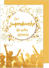 Laden Sie das Bild in den Galerie-Viewer, Edition Seidel exklusive Premium Karte zur Jugendweihe mit Umschlag. Glückwunschkarte Grusskarte Jugendweihe einzelne eine Karte Junge Mädchen Karte (JW121 SW022)
