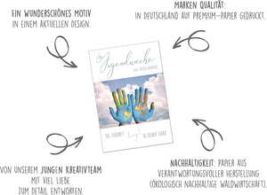 Edition Seidel Premium Glückwunschkarte zur Jugendweihe mit Umschlag. Eine einzelne Karte zur Jugendweihe mit Spruch. Grusskarte Hände Welt Himmel Junge Mädchen (JW125 SW023)