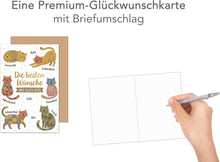 Laden Sie das Bild in den Galerie-Viewer, Edition Seidel Premium Glückwunschkarte zum Geburtstag mit Umschlag. Grußkarte Karte Geburtstagskarte für Mann Frau Kind Spruch Beste Wünsche Katze Tier (G3863 SW026)
