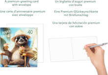 Laden Sie das Bild in den Galerie-Viewer, Edition Seidel Premium quadratische Glückwunschkarte zum 40. Geburtstag mit Umschlag. Geburtstagskarte Happy Birthday Billet Karte für Mann Frau Freund Freundin Faultier Drink lustig (GQ390 SW025)
