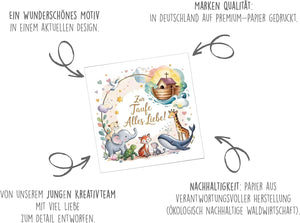 Edition Seidel Premium quadratische Glückwunschkarte zur Taufe mit Umschlag. Taufkarte Grußkarte Karte Taufkind Junge Mädchen Kinder Kind Tiere Arche Noah (ETQ118 SW025)