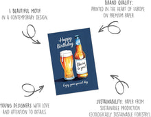 Laden Sie das Bild in den Galerie-Viewer, Edition Seidel Premium Geburtstagskarte mit Umschlag. Glückwunschkarte Grußkarte Karte Geburtstag Happy Birthday Mann Frau Freund Freundin Bier Bierglas (G3791 SW025)
