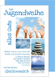Edition Seidel exklusive Premium Karte zur Jugendweihe mit Umschlag. Glückwunschkarte Grusskarte Jugendweihe einzelne eine Karte Junge Mädchen Karte (JW117 SW022)