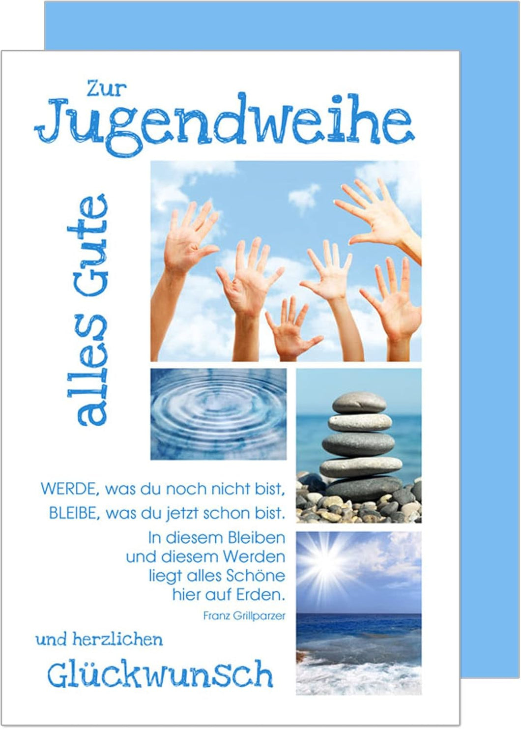 Edition Seidel exklusive Premium Karte zur Jugendweihe mit Umschlag. Glückwunschkarte Grusskarte Jugendweihe einzelne eine Karte Junge Mädchen Karte (JW117 SW022)