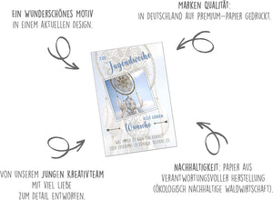 Edition Seidel Premium Glückwunschkarte zur Jugendweihe mit Umschlag. Eine einzelne Karte zur Jugendweihe mit Spruch. Grusskarte Traumfänger Himmel Junge Mädchen (JW127 SW023)