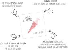 Laden Sie das Bild in den Galerie-Viewer, Edition Seidel Premium quadratische Glückwunschkarte zur Einschulung mit Umschlag. Einschulungskarte mit Spruch zum Schulanfang Karte Grußkarte für Schulkind Mädchen Schultüte 1. Klasse (ESQ104 SW025)
