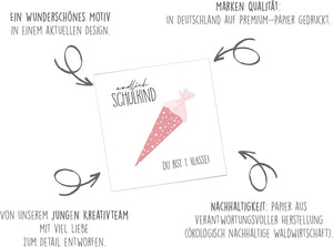 Edition Seidel Premium quadratische Glückwunschkarte zur Einschulung mit Umschlag. Einschulungskarte mit Spruch zum Schulanfang Karte Grußkarte für Schulkind Mädchen Schultüte 1. Klasse (ESQ104 SW025)