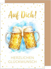 Laden Sie das Bild in den Galerie-Viewer, Edition Seidel Premium Glückwunschkarte zum Geburtstag mit Umschlag. Grußkarte Karte Geburtstagskarte für Mann Freund Vater Kollegen Spruch Auf Dich Bier Prost Anstoßen (G3875 SW026)
