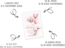 Laden Sie das Bild in den Galerie-Viewer, Edition Seidel Premium Glückwunschkarte zur Geburt mit Umschlag. Karte Grußkarte Babykarte Billet Hello Baby Junge Mädchen Kind Hase Luftballons rosa (E282 SW024)
