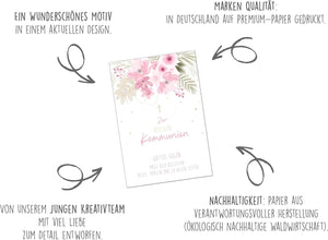 Edition Seidel Premium Glückwunschkarte zur Kommunion mit Umschlag. Kommunionskarte Karte mit Spruch Grusskarte Kreuz Blumen Junge Mädchen (KO299 SW024)