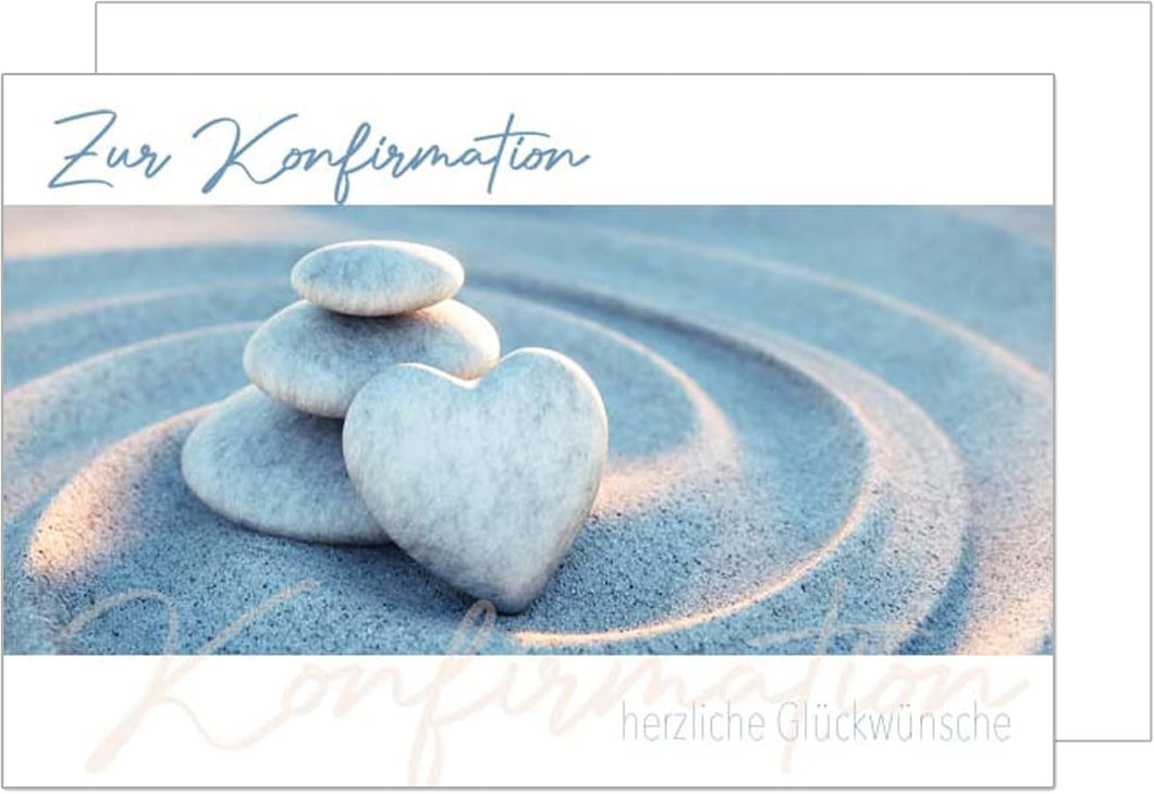 Edition Seidel Premium Glückwunschkarte zur Konfirmation mit Umschlag. Konfirmationskarte Karte mit Spruch Grusskarte Steine Herz Junge Mädchen (KF314 SW024)
