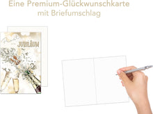 Laden Sie das Bild in den Galerie-Viewer, Edition Seidel Premium Glückwunschkarte zum Jubiläum mit Umschlag. Jubiläumskarte Ehrentag Grusskarte Billet Mann Frau Feier Firma Ehe (J126 SW023)
