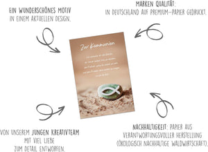 Edition Seidel Premium Glückwunschkarte zur Kommunion mit Umschlag. Kommunionskarte Karte mit Spruch Grusskarte Stein Fisch Sand Junge Mädchen (KO289 SW024)