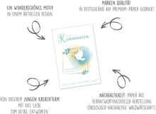Laden Sie das Bild in den Galerie-Viewer, Edition Seidel Premium Glückwunschkarte zur Kommunion mit Umschlag. Kommunionskarte Karte mit Spruch Grusskarte Taube Vogel Mädchen (KO302 SW024)
