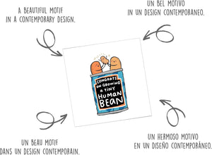 Edition Seidel Premium quadratische Glückwunschkarte zur Geburt mit Umschlag. Karte Grußkarte Babykarte Billet Hello Baby Kind Junge Mädchen Human Bean lustig Humor (EQ115 SW024)