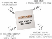 Laden Sie das Bild in den Galerie-Viewer, Edition Seidel Premium quadratische Glückwunschkarte zum 40. Geburtstag mit Umschlag. Geburtstagskarte Karte Mann Frau Scrabble Vierzig Spruch (GQ477 SW025)
