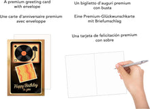 Laden Sie das Bild in den Galerie-Viewer, Edition Seidel Premium Geburtstagskarte mit Umschlag. Glückwunschkarte Grußkarte Karte Geburtstag Happy Birthday Mann Frau Schallplattenspieler Schallplatte (G3743 SW025)
