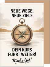 Laden Sie das Bild in den Galerie-Viewer, Edition Seidel Premium Glückwunschkarte zum Abschied mit Umschlag. Abschiedskarte mit Spruch. Kompass (AS157 SW025)
