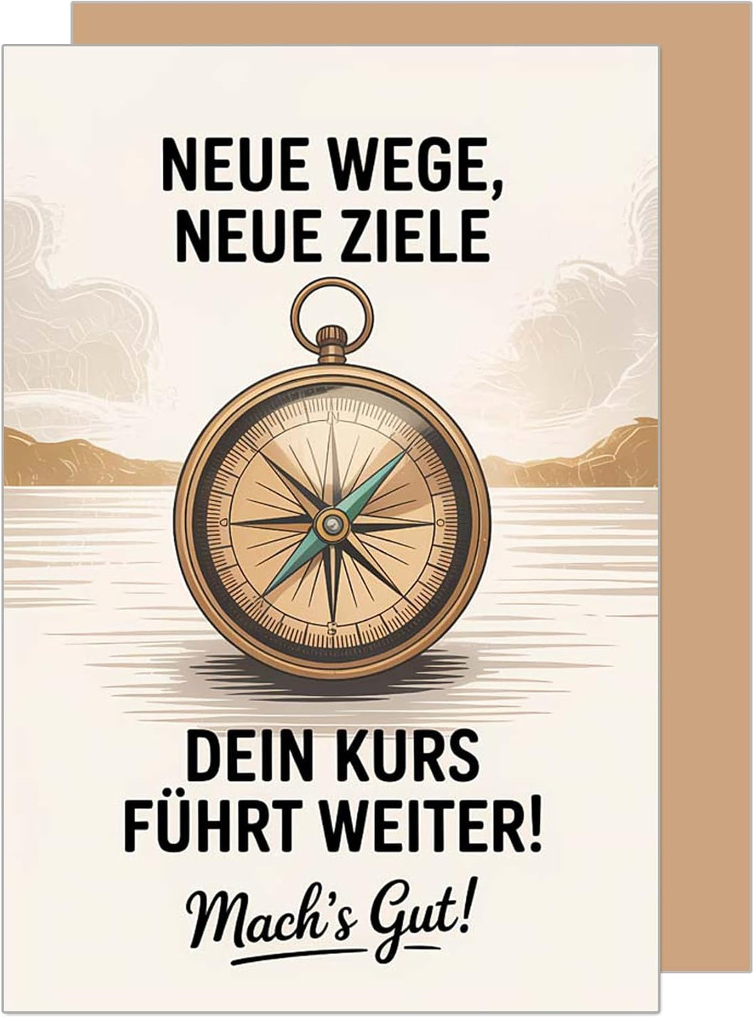 Edition Seidel Premium Glückwunschkarte zum Abschied mit Umschlag. Abschiedskarte mit Spruch. Kompass (AS157 SW025)