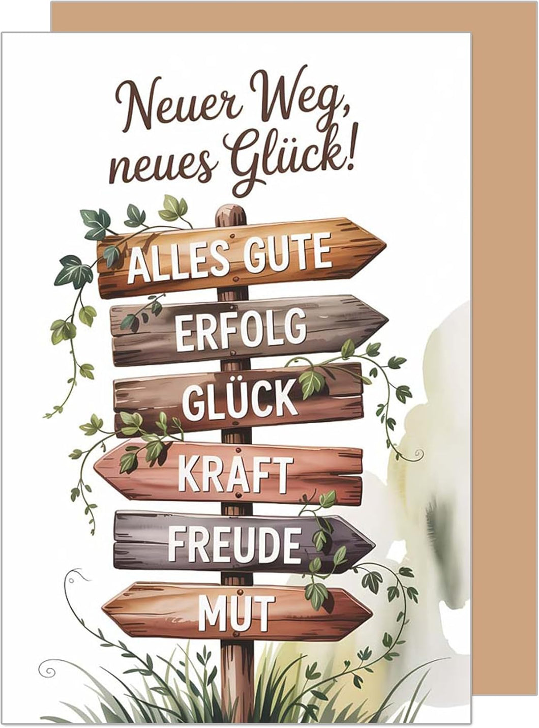 Edition Seidel Premium Glückwunschkarte zum Abschied mit Umschlag. Abschiedskarte mit Spruch Grußkarte. Neuer Weg, neues Glück. (AS166 SW025)
