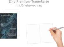 Laden Sie das Bild in den Galerie-Viewer, Edition Seidel Premium Trauerkarte mit Umschlag. Beileidskarte Trauer Karte mit Spruch Sternenhimmel Universum Abschied Teilnahme Mitgefühl (T1077 SW023)
