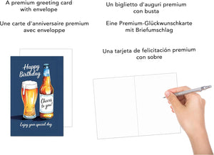 Edition Seidel Premium vierkante verjaardagskaart met envelop. Wenskaart Happy Birthday bilet kaartjes voor vrouw mama oma vriendin collega bloemen champagne champagne (GQ249 SW024