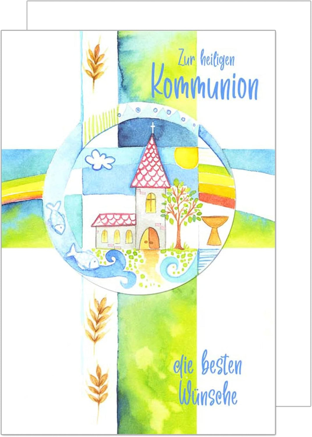 Edition Seidel exklusive Premium Kommunionskarte mit Umschlag. Glückwunschkarte Grusskarte Kommunion einzelne eine Kommunionskarte Junge Mädchen Karte (KO276 SW022) (Design 3)