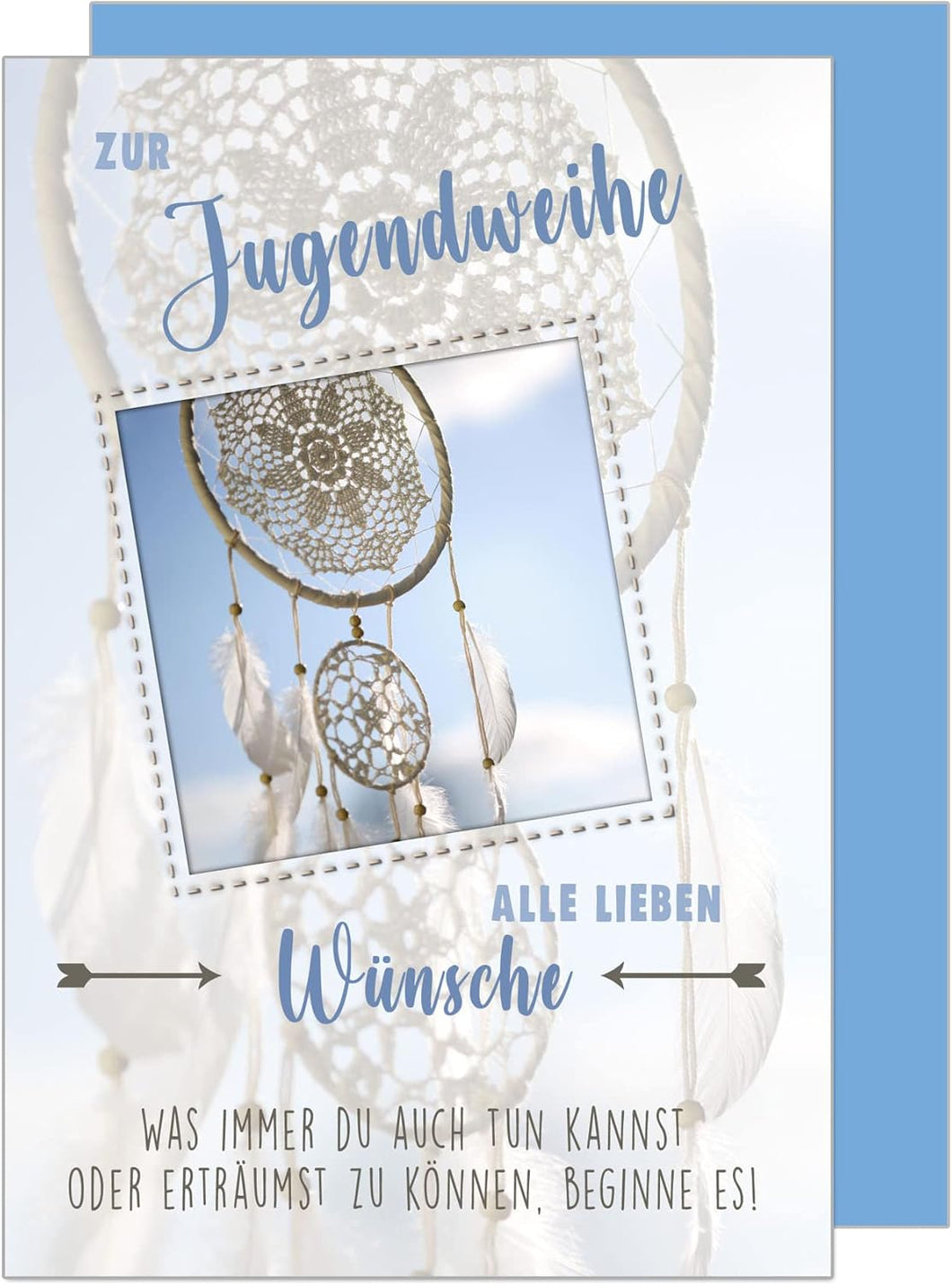 Edition Seidel Premium Glückwunschkarte zur Jugendweihe mit Umschlag. Eine einzelne Karte zur Jugendweihe mit Spruch. Grusskarte Traumfänger Himmel Junge Mädchen (JW127 SW023)